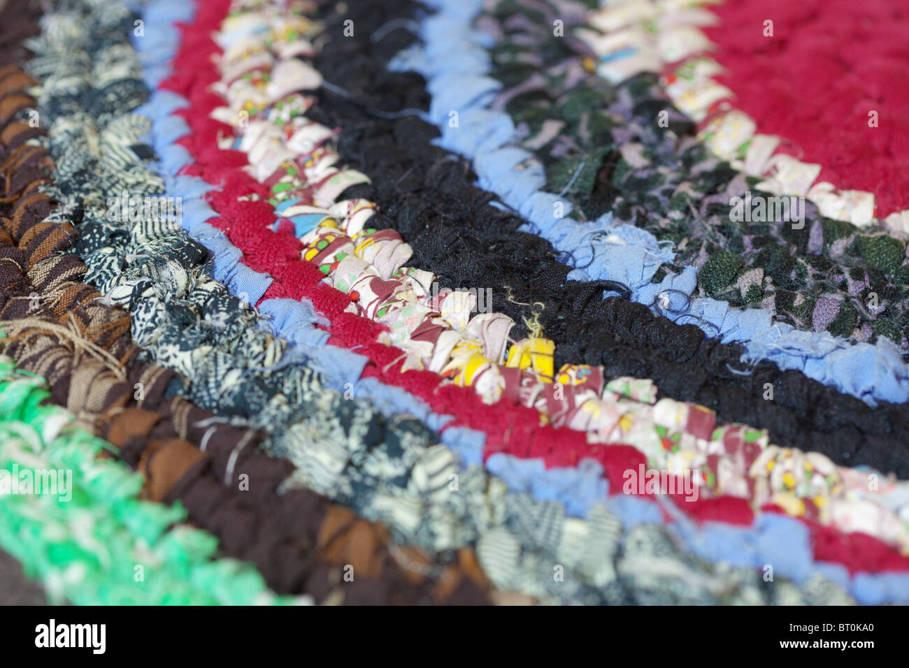 The vintage homemade colorful mat close up Stock Photo