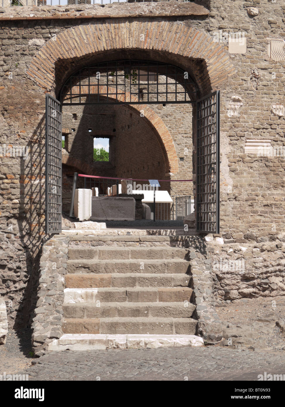 Rome, Italy, Appian Way, Castrum Caetani and Cecilia Metella mausoleum main entrance Stock Photo