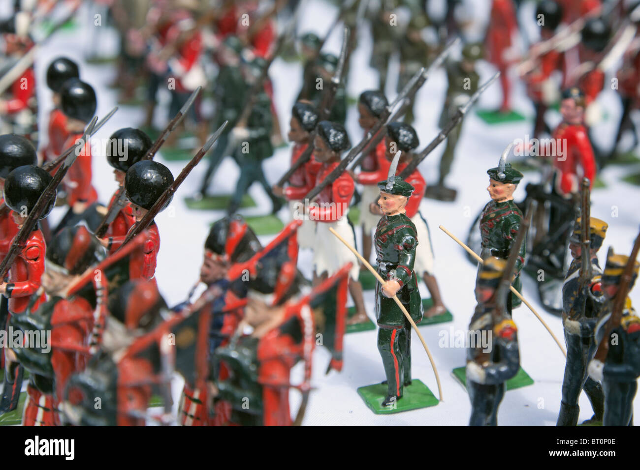 London, UK. Portobello market. Tin soldiers of the British Empire for sale.  Actual height approx 3 inches Stock Photo