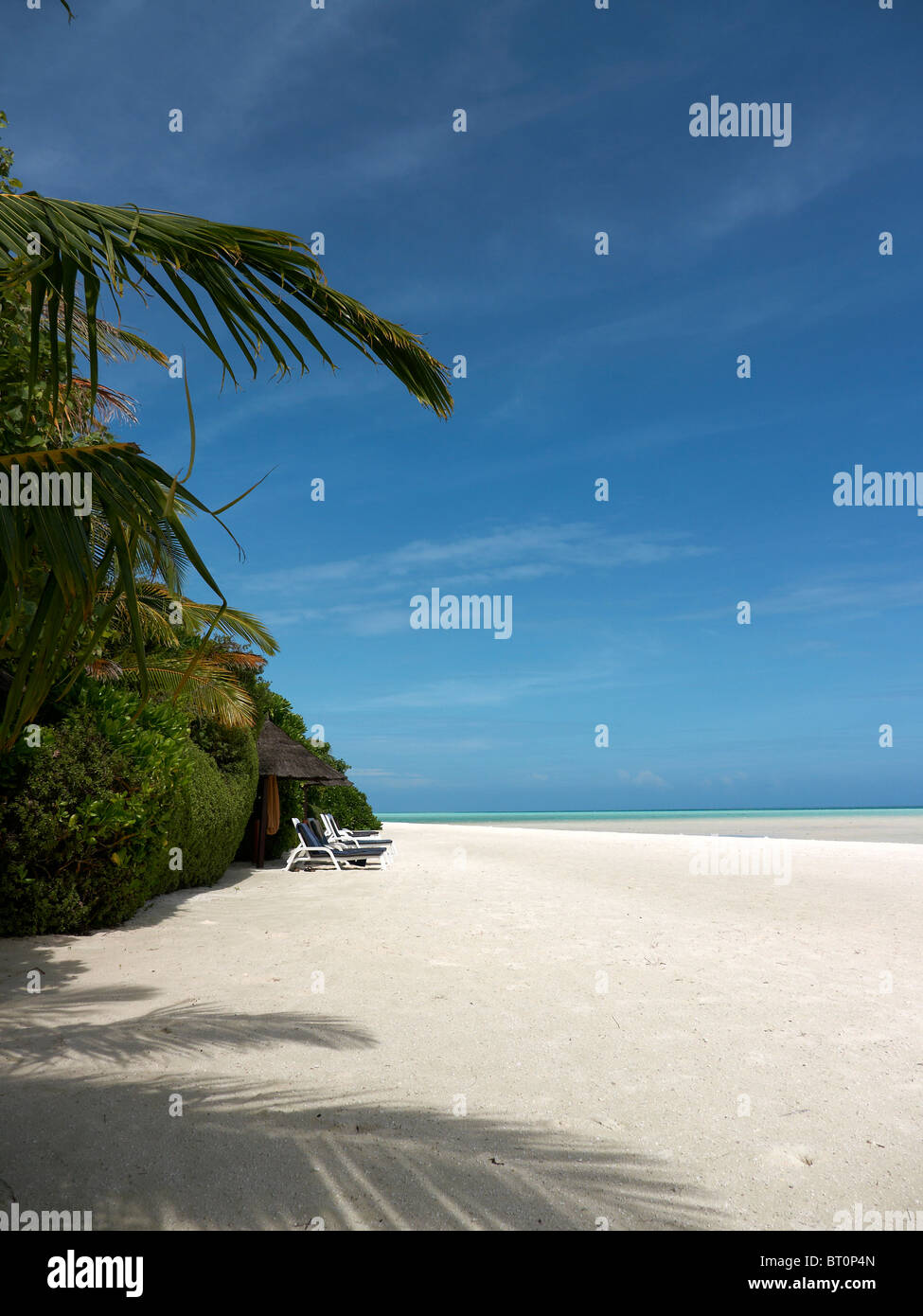 small secluded beach, Chaaya Lagoon Maldives Stock Photo