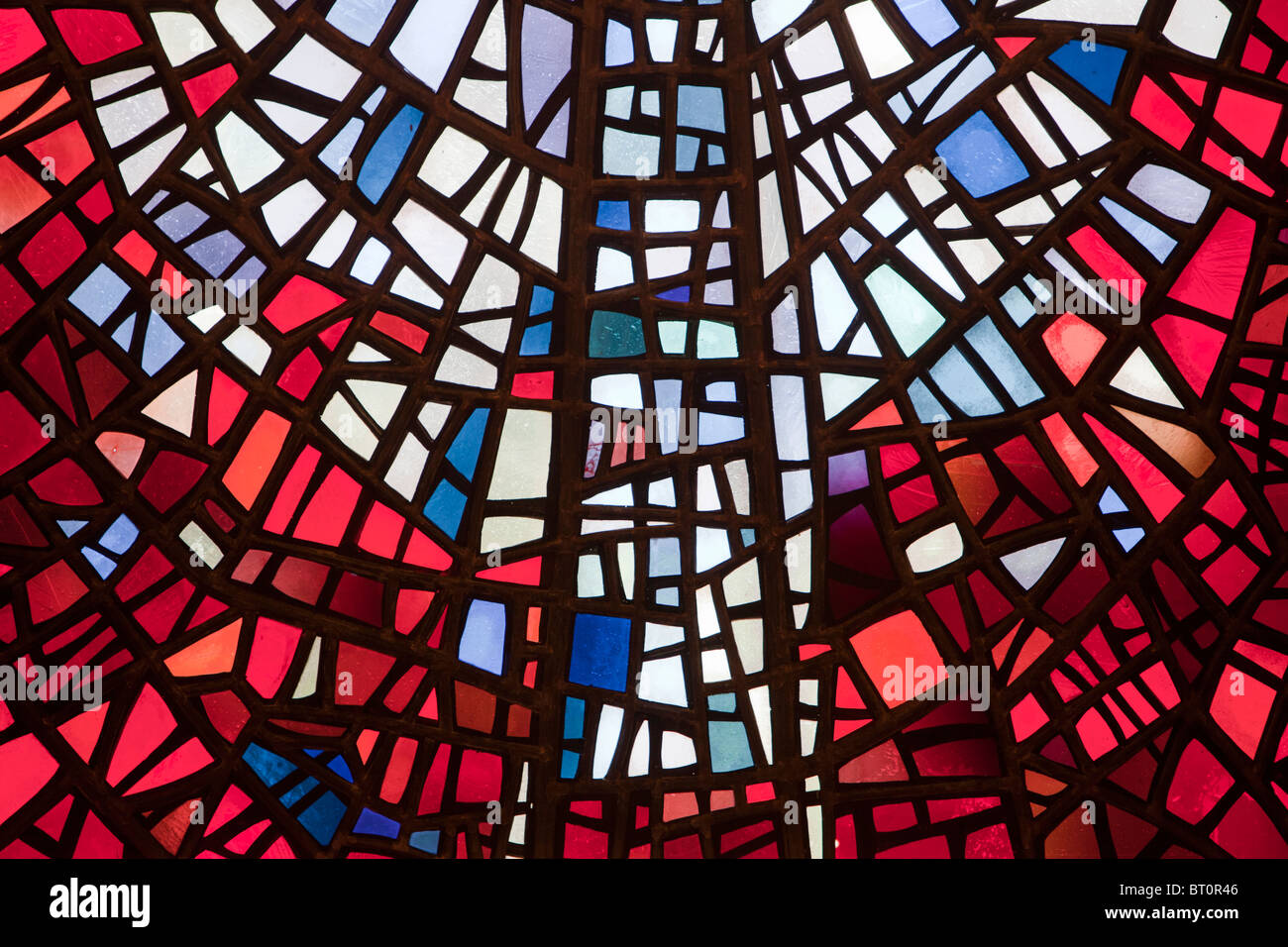 Stained glass windows in the church at Skalholt, one of the oldest