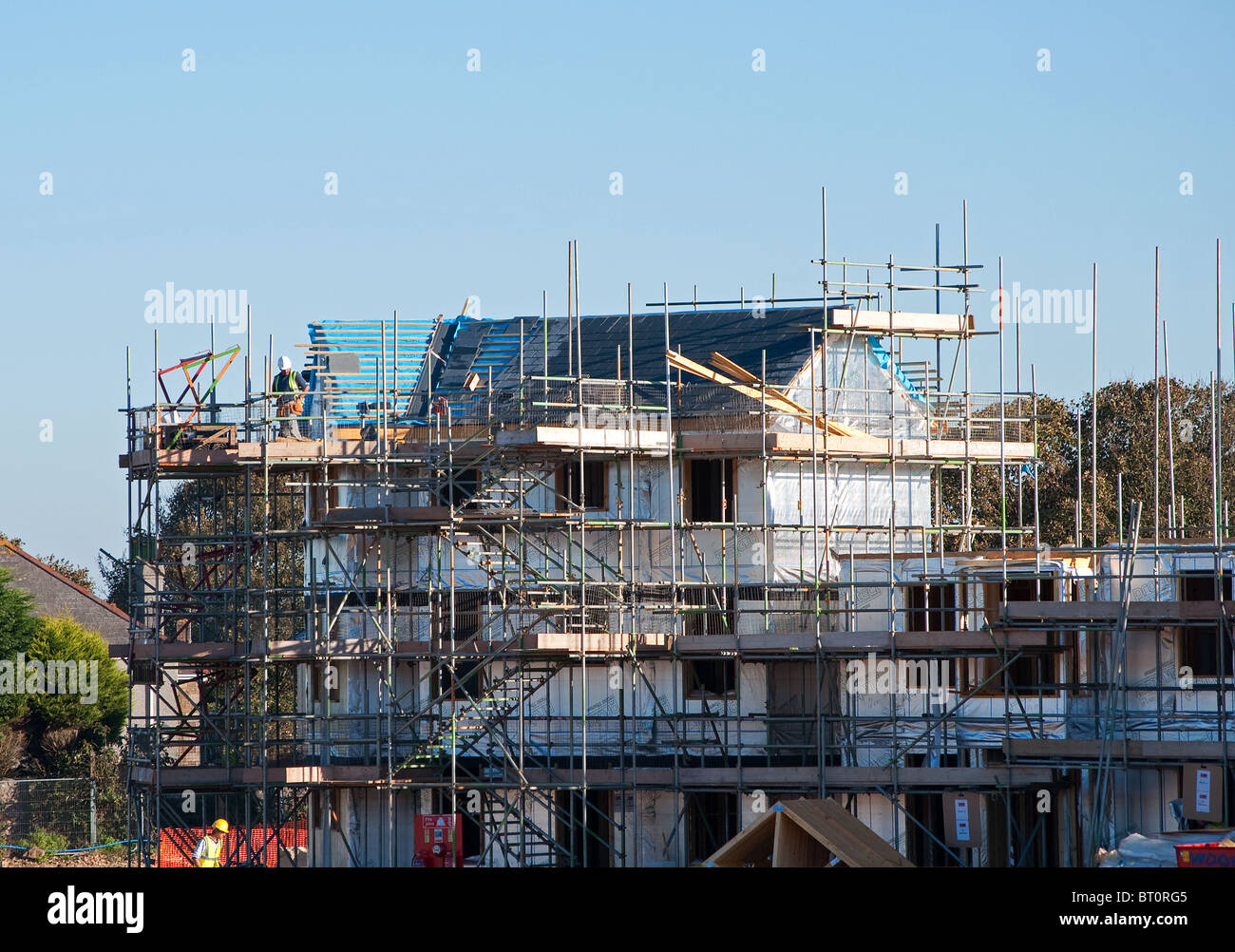 a new affordable housing scheme under construction in camborne, cornwall, uk Stock Photo