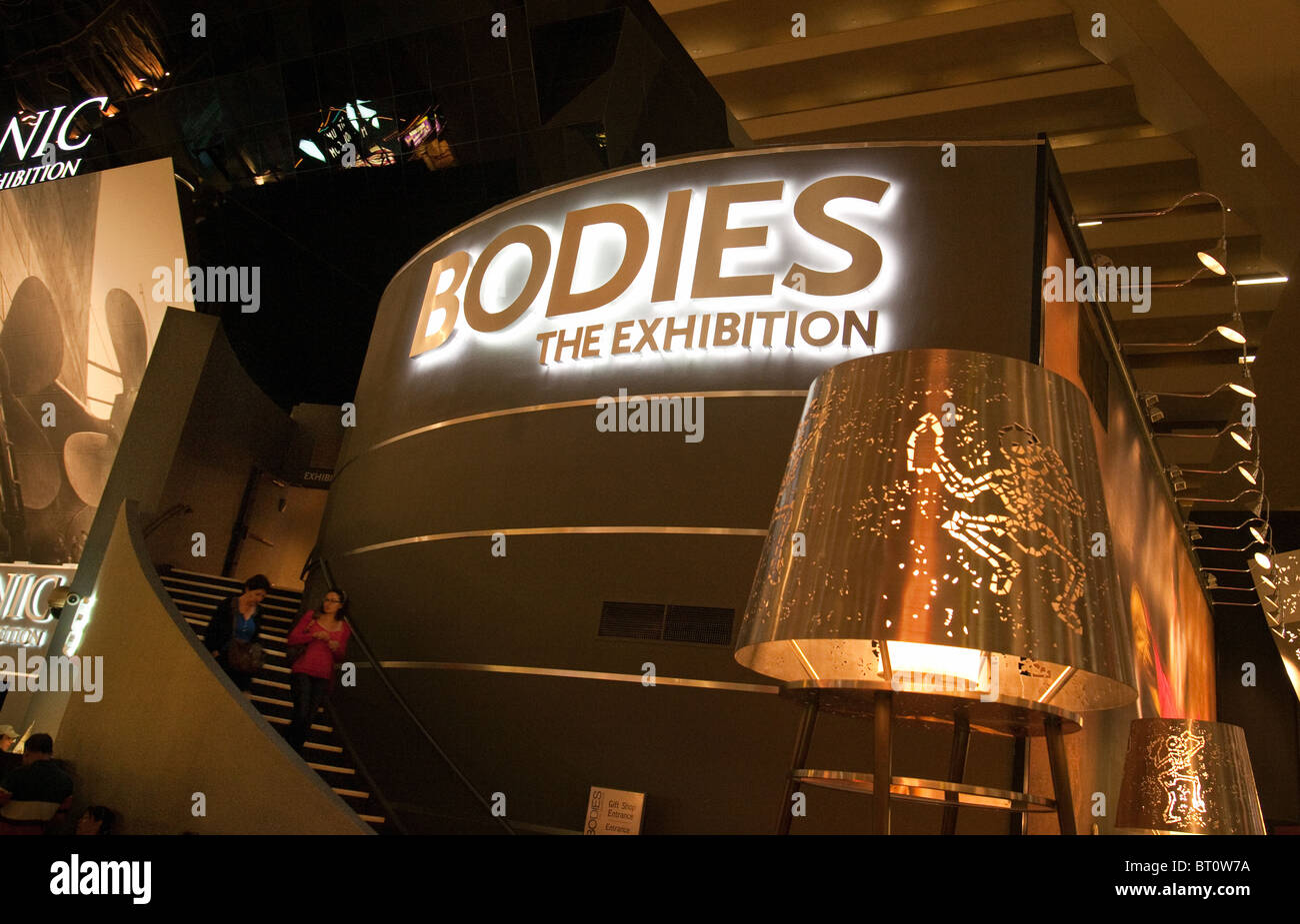 The entrance to the 'Bodies' exhibition with dissected human bodies on display, the Luxor Hotel, Las Vegas USA Stock Photo