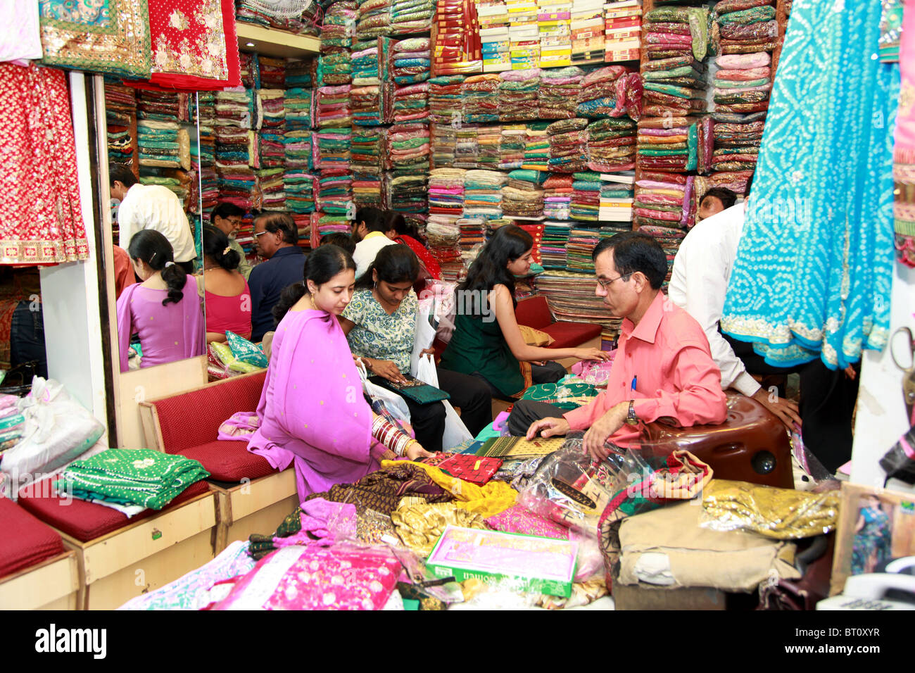Fabric sellers, New Delhi, India Stock Photo Alamy