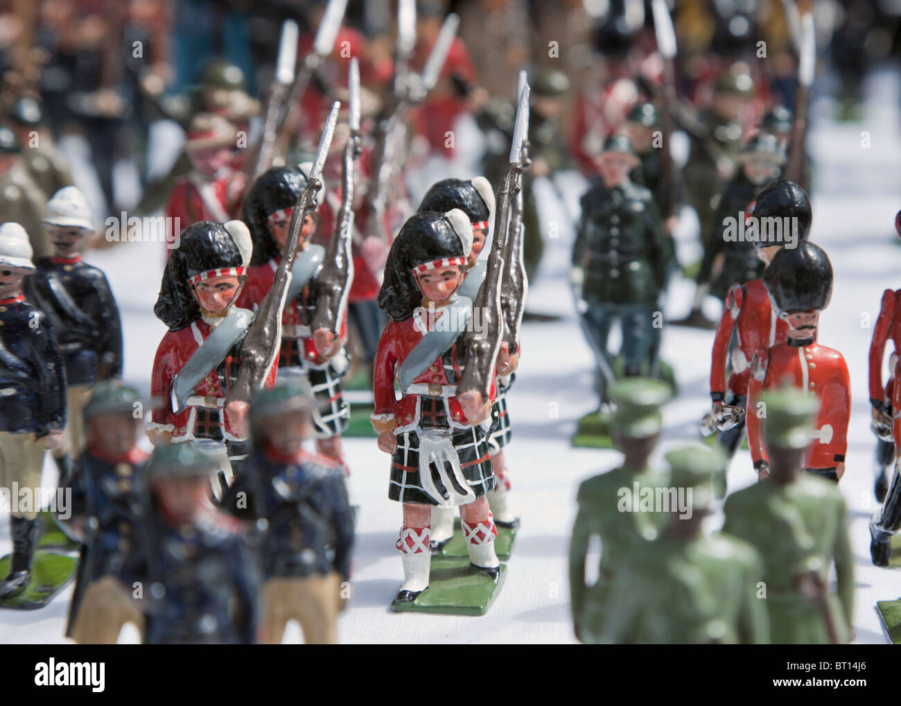 London, UK. Tin soldiers of the British Empire for sale at Portobello market. Actual height approx 3 inches Stock Photo