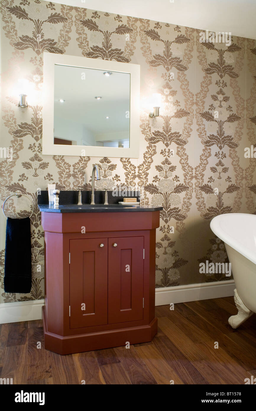 Interiors traditional bathrooms wallpaper hi-res stock photography and