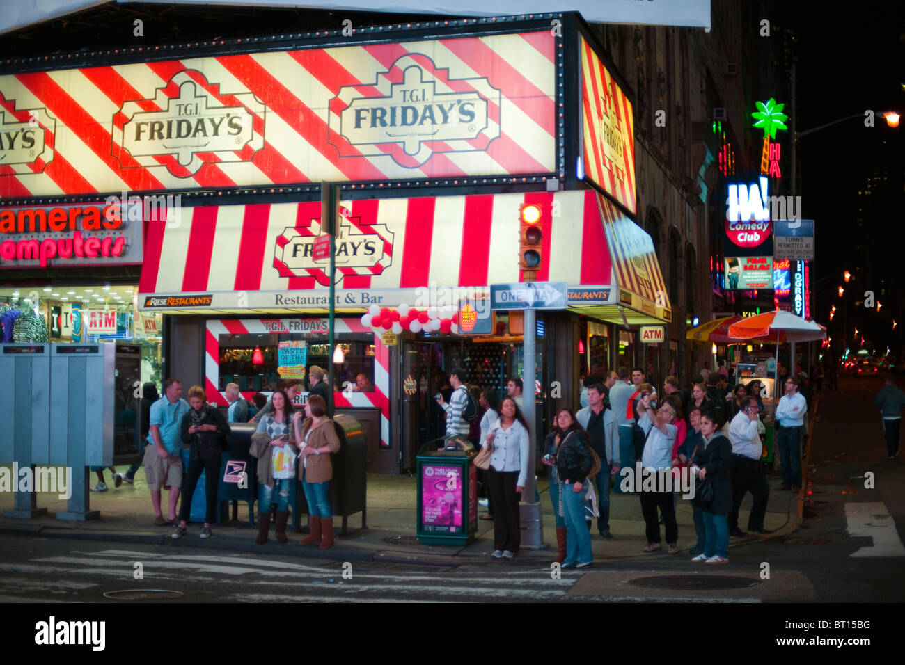 A Times Square branch of the T.G.I. Friday's restaurant chain Stock Photo