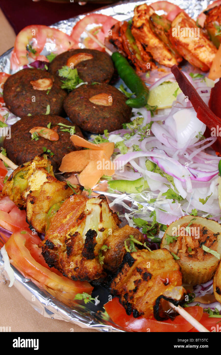 kebab platter is a mixture of North Indian non vegetarian kebab served