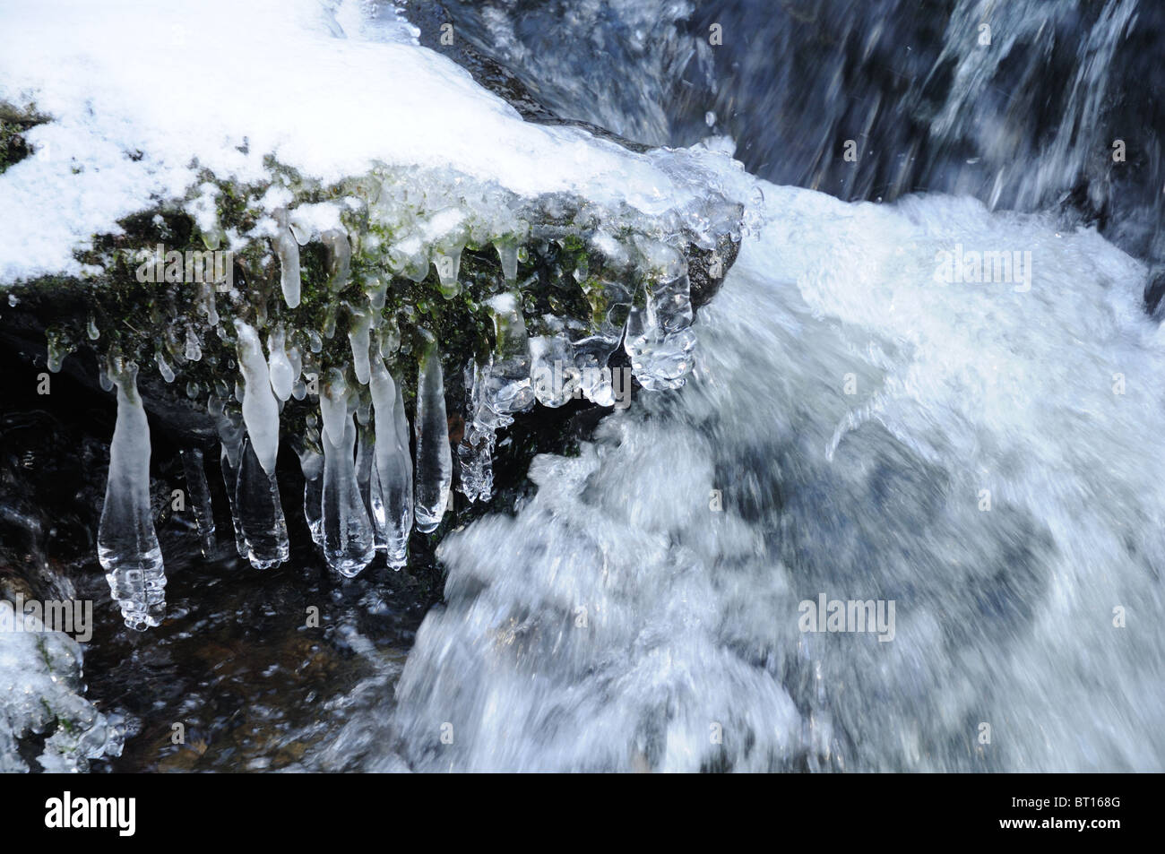 Ice formation by a waterfall in the Vendee, France Stock Photo - Alamy