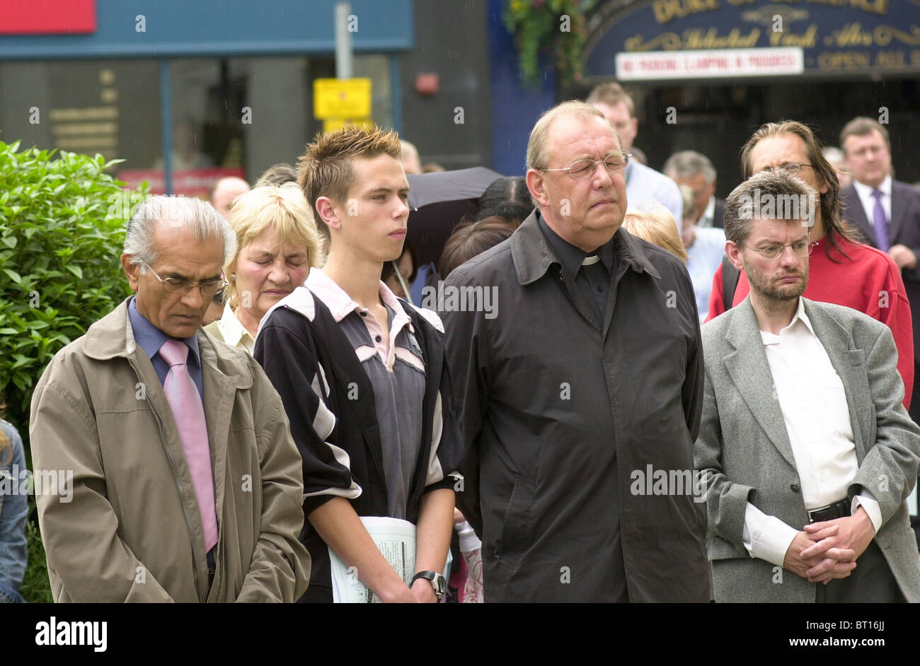 7 7 A minutes silence is observed in Luton Town Centre, one year on from the terror bombings in London UK Stock Photo