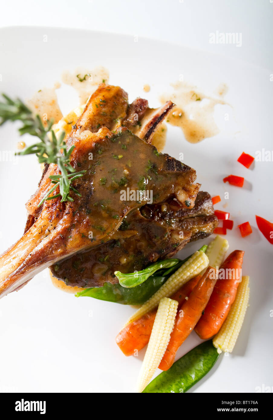 lamb chop with vegetable Stock Photo - Alamy