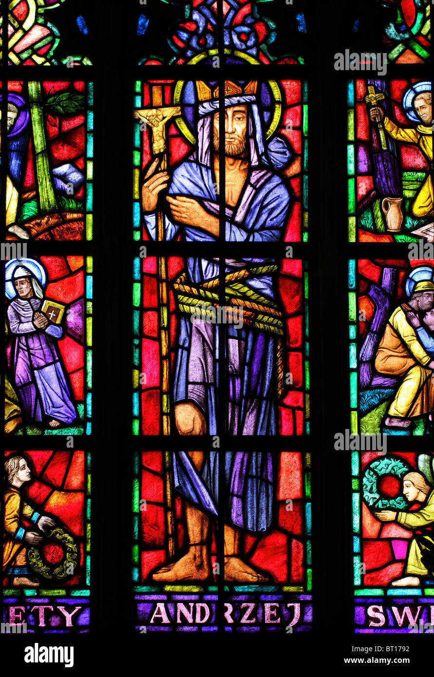 Stained glass Saint John's the Baptist cathedral Wroclaw Poland Stock ...