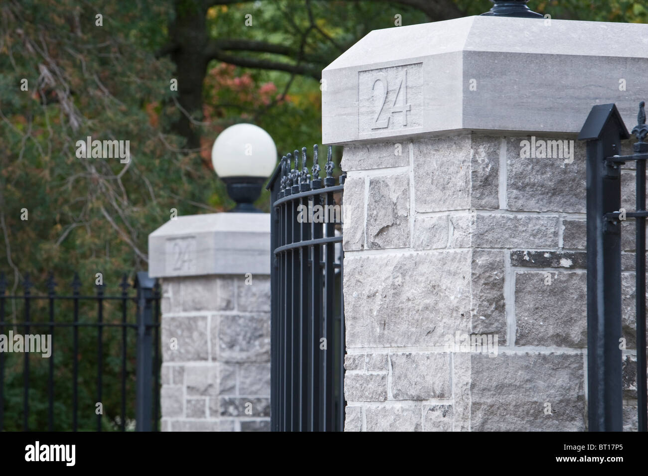 Front gate of 24 Sussex Drive is pictured in Ottawa, official residence of the Prime Minister of Canada Stock Photo
