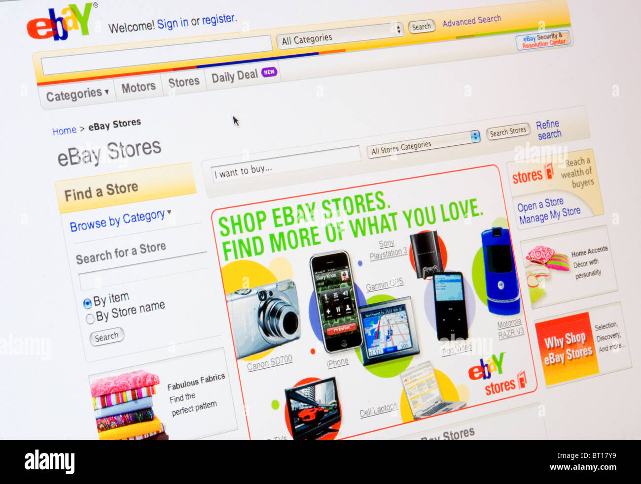 ebay website screenshot on internet Stock Photo