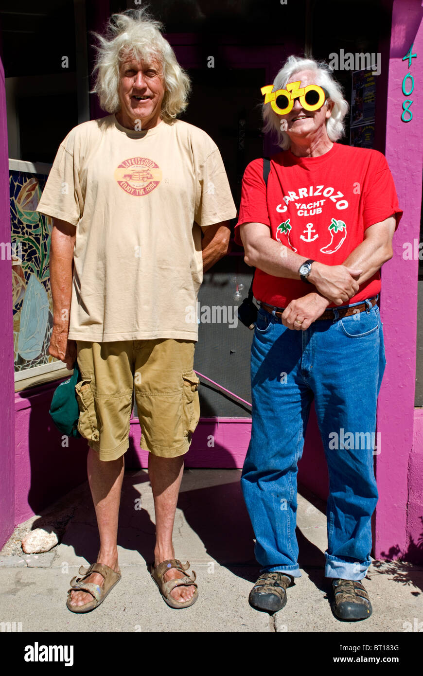 Two colorful residents of Carrizozo pose for a photograph during the town's Labor Day festivities. Stock Photo