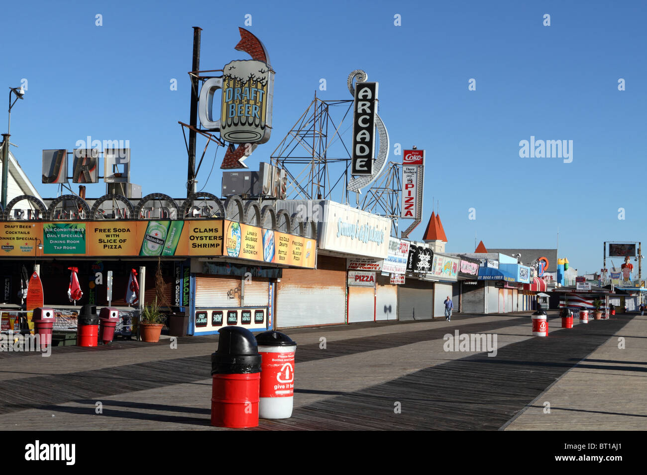 A portion of the Seaside Heights Boardwalk in the early morning. Seaside Heights, New Jersey, USA Stock Photo