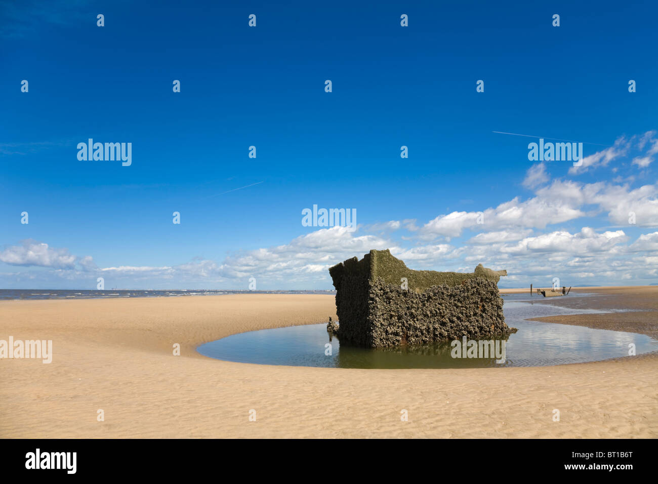Shipwreck of the Chrysopholis on Southport Beach Stock Photo