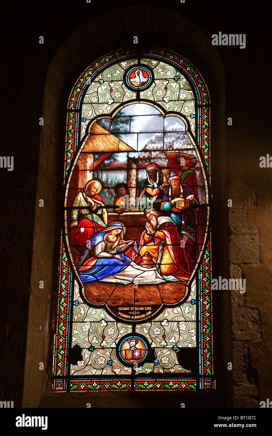 Windows of the Church of San Vicente in Ciboure France French Basque Country Stock Photo