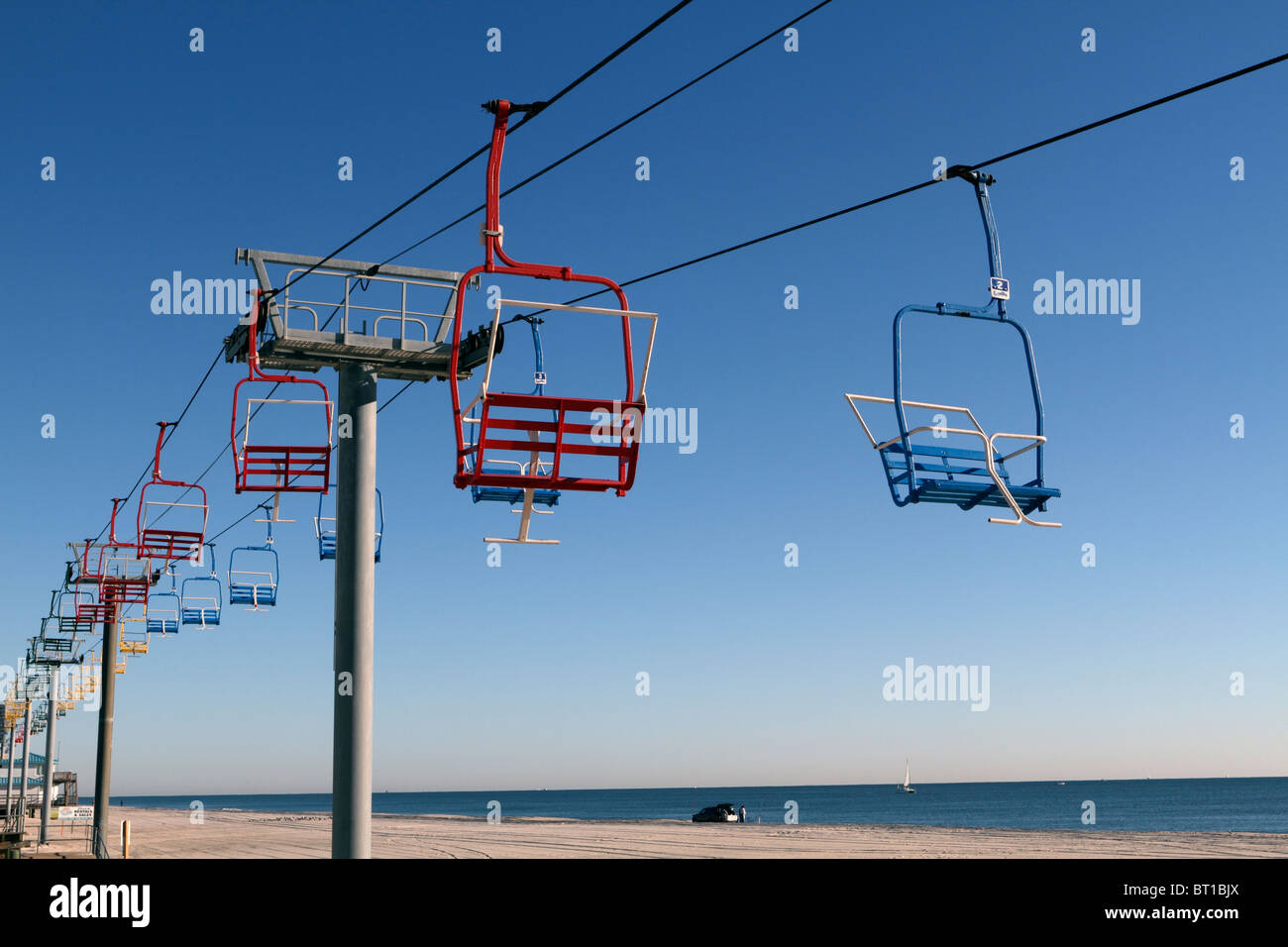 Seaside Heights New Jersey USA chair lift ride on the beach running