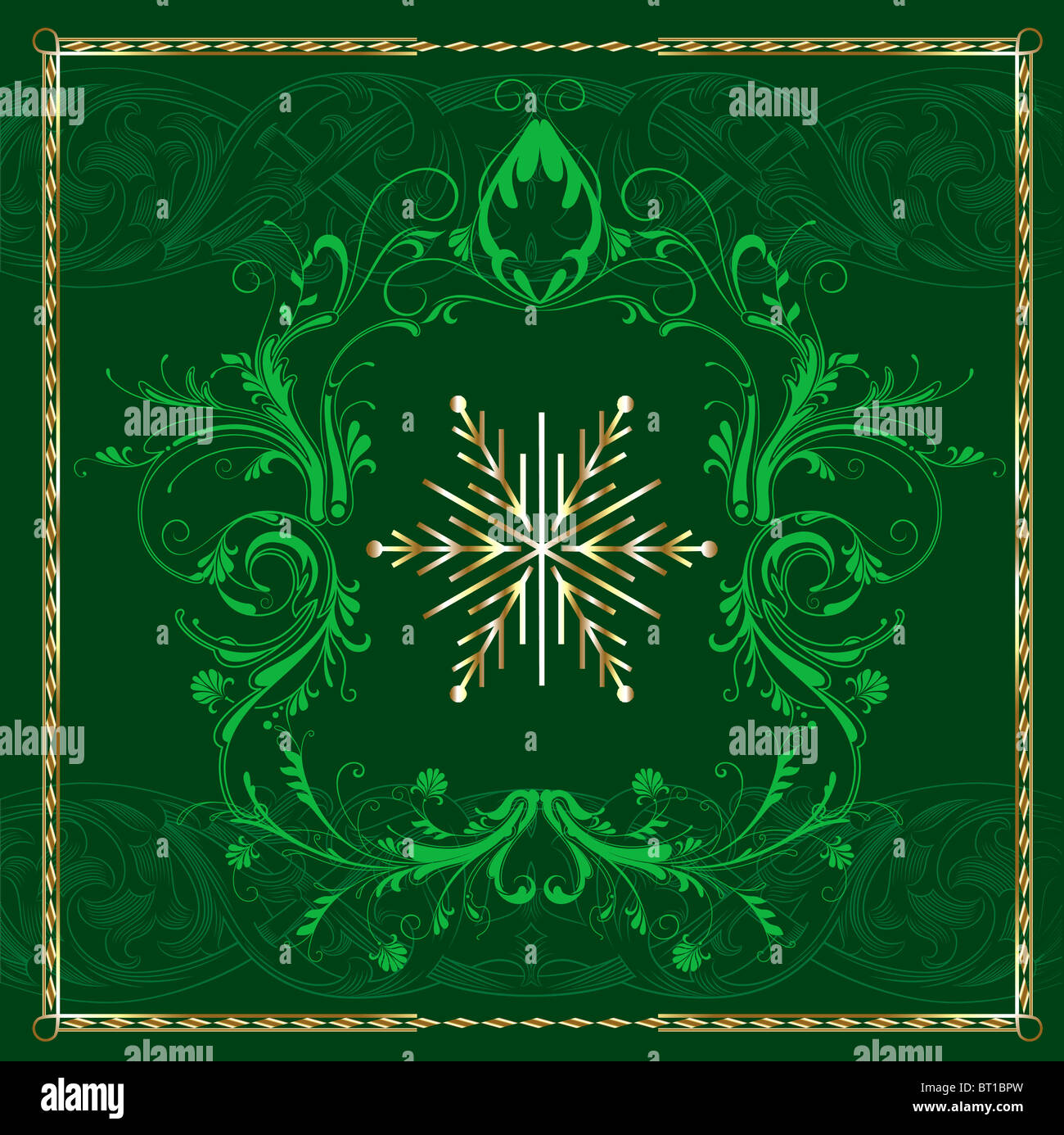 Vector Illustration of Green Square Snowflake Stock Photo - Alamy