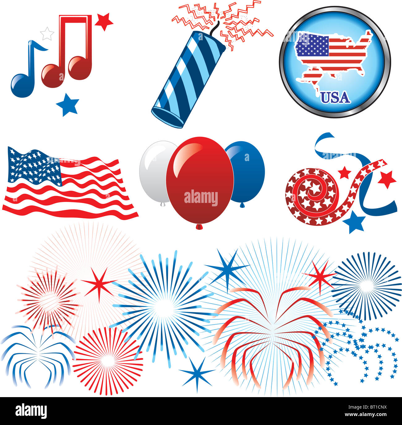 Vector Illustration for the 4th of July Independence. Set of Icons and