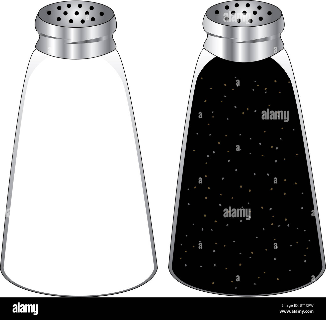 Illustration of pepper and salt shakers isolated. Stock Photo