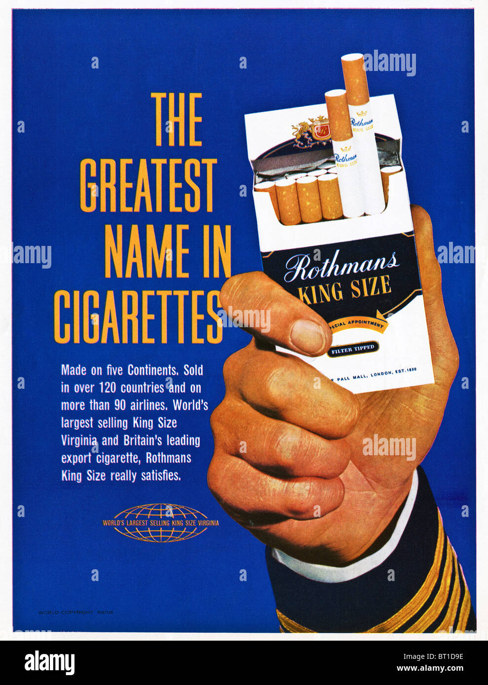 Advert for Rothmans King Size cigarettes in magazine dated 12th January 1966 Stock Photo