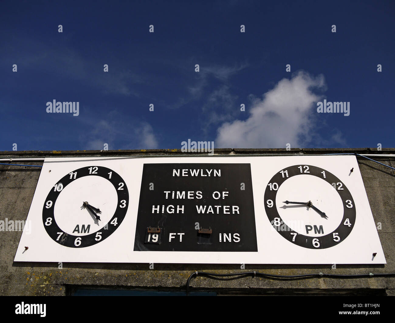 Tide clock Newlyn Cornwall UK Stock Photo Alamy