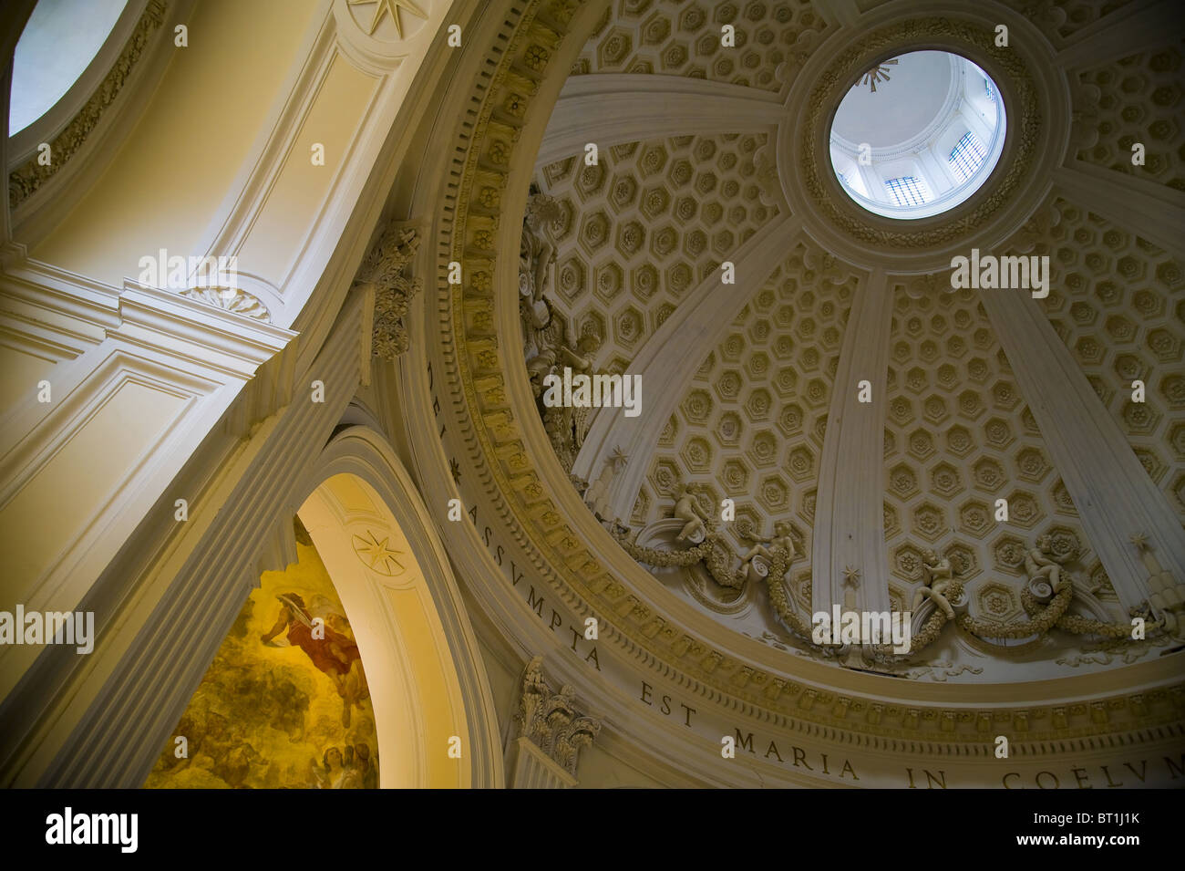 Interior dome of Church 'Collegiata di Santa Maria Assunta in Cielo' Ariccia Italy Stock Photo