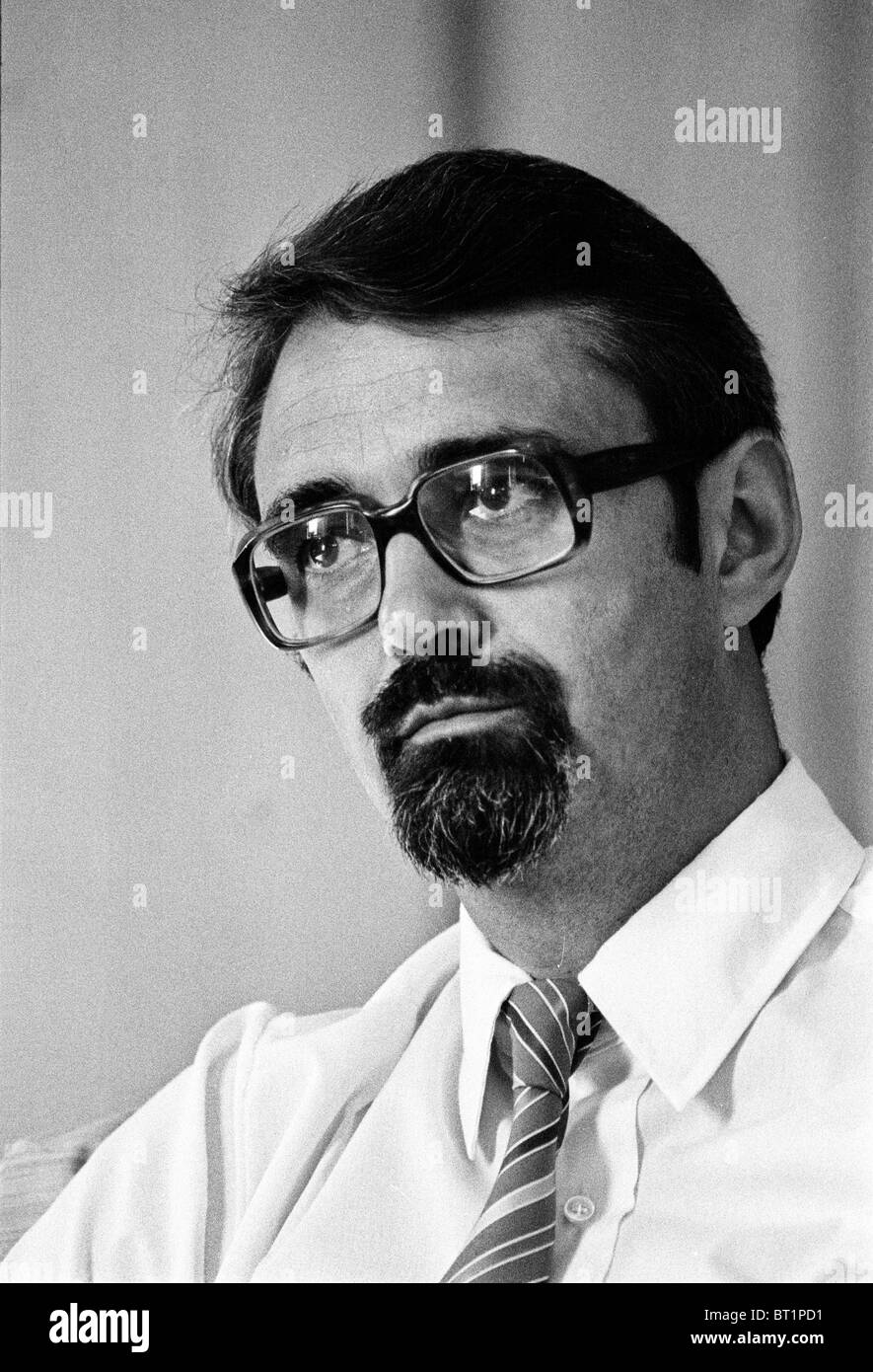 Portrait during interview of Percy Barnevik in 1982 as CEO of ASEA, later ABB business executive captain of industry Stock Photo