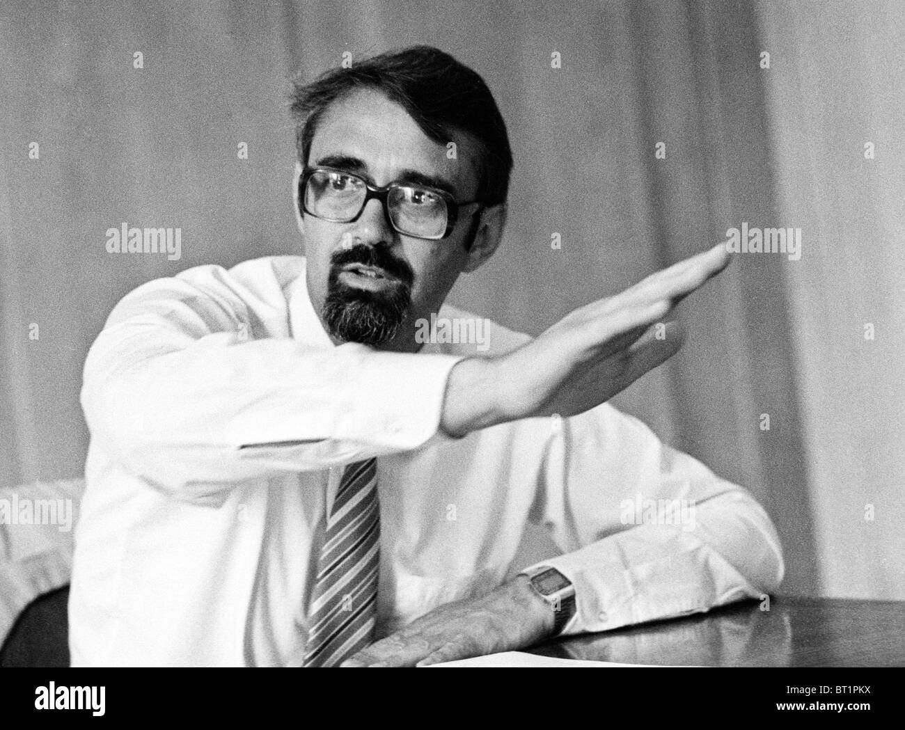 Portrait during interview of Percy Barnevik in 1982 as CEO of ASEA, later ABB.business executive captain of industry Stock Photo