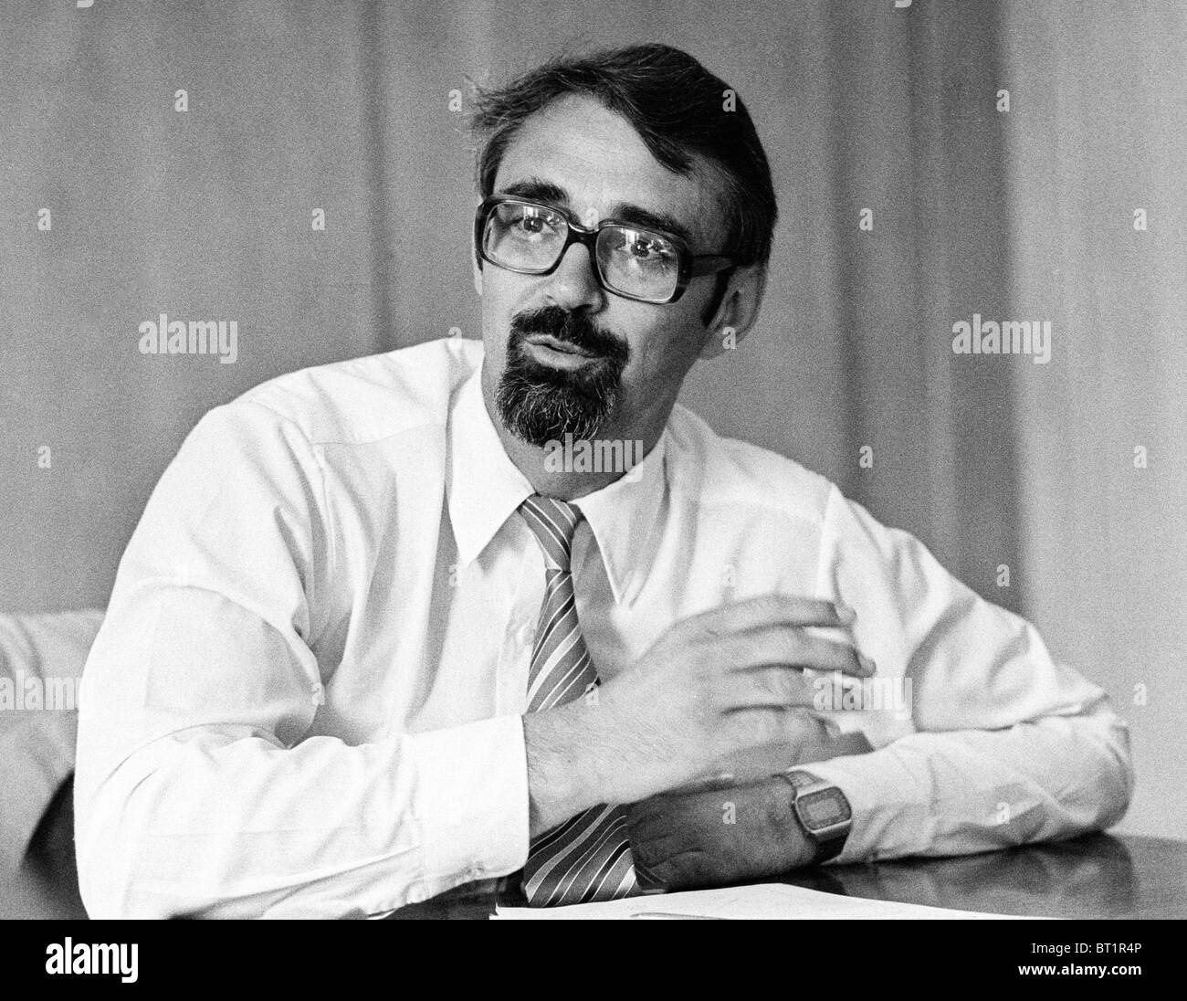 Portrait during interview of Percy Barnevik in 1982 as CEO of ASEA, later ABB.business executive captain of industry Stock Photo