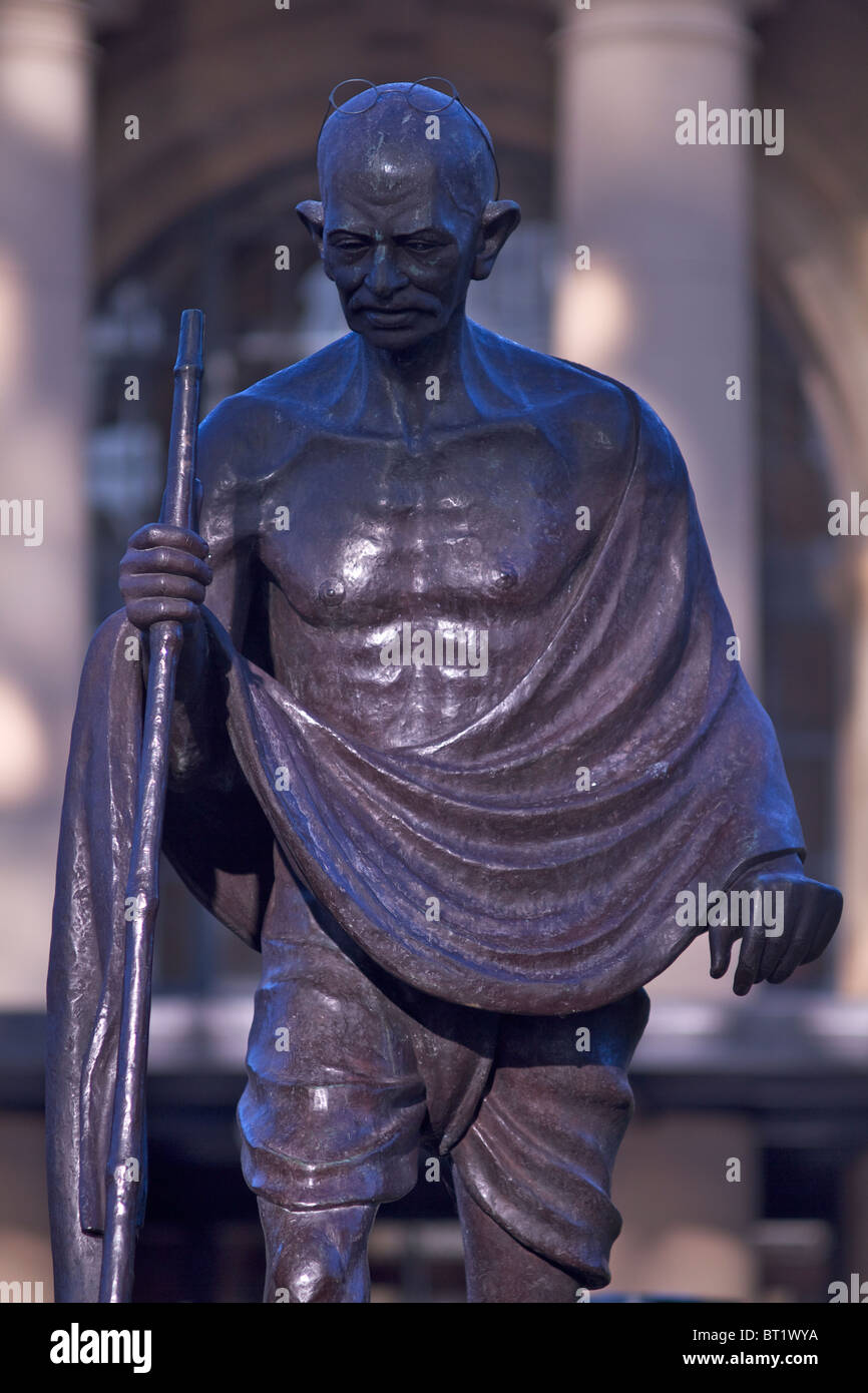 Bronze sculpture of Mahatma Ghandi situated on the forecourt of the