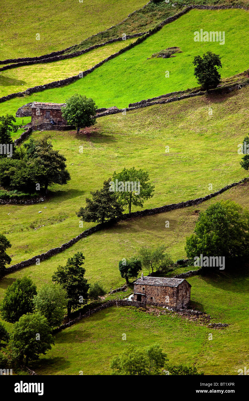 Paisaje pasiego en la comarca Pas Miera Cantabria España Pasiego