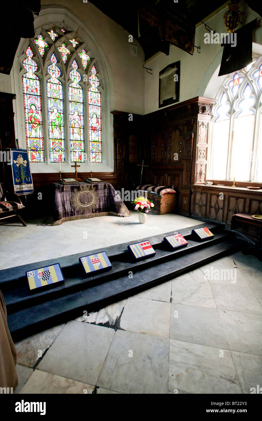 The front and altar area of a Gothic styled Anglican Church in England