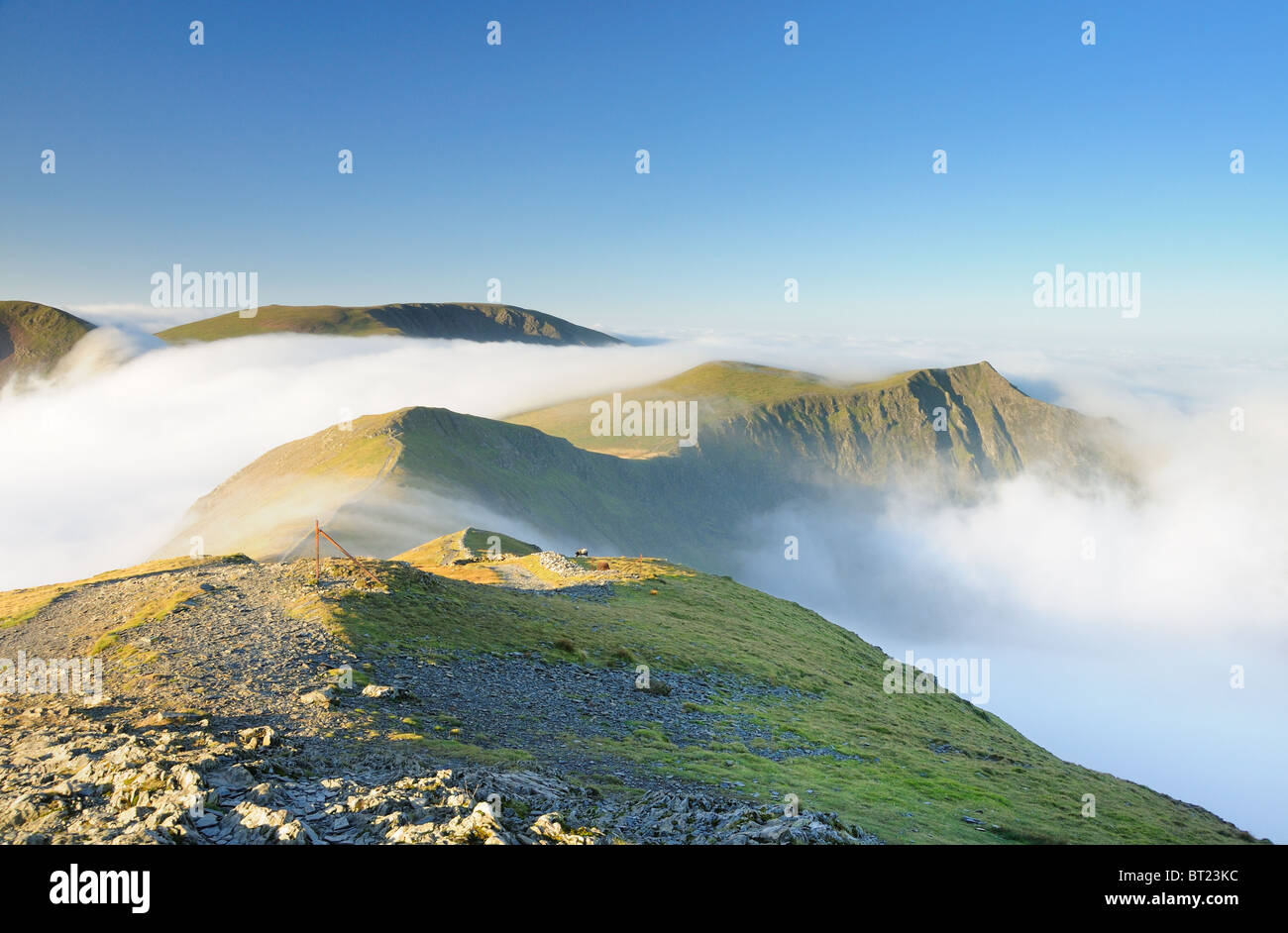 Mountains in the English Lake District above a temperature inversion