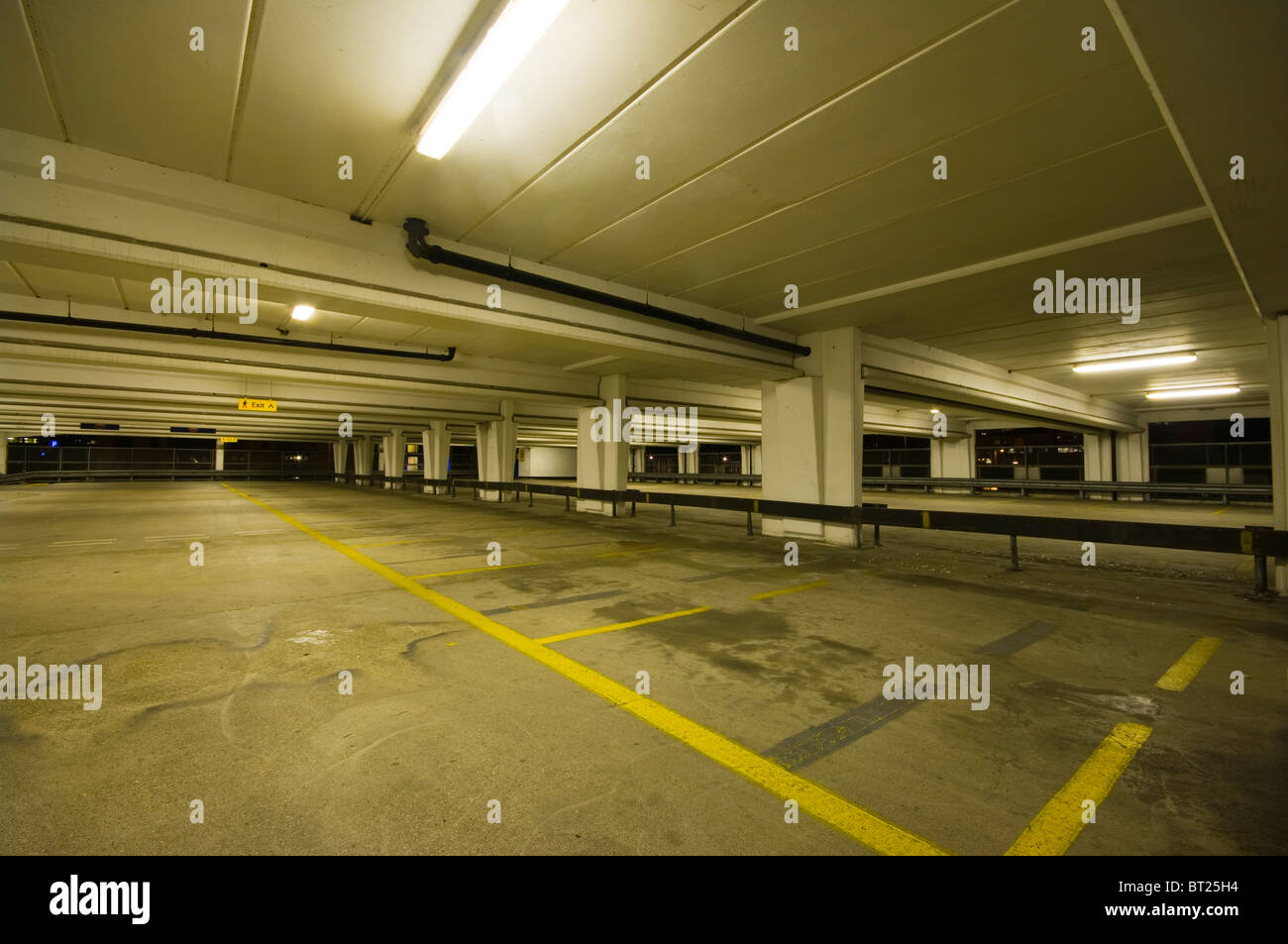 Deserted Multi Storey Car Park Level Stock Photo