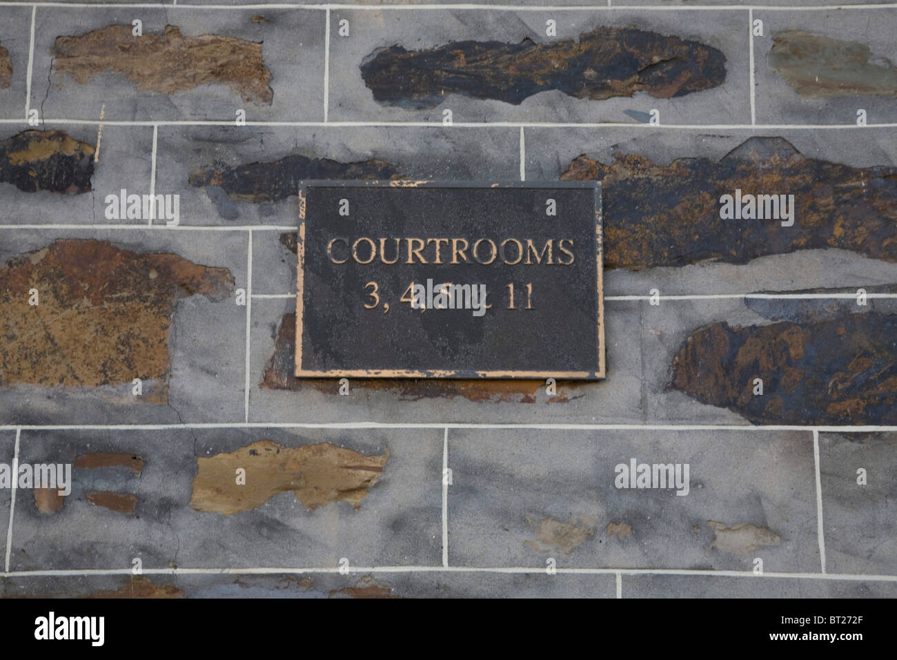 Court room Plaque numbers on wall in Adelaide Australia Stock Photo