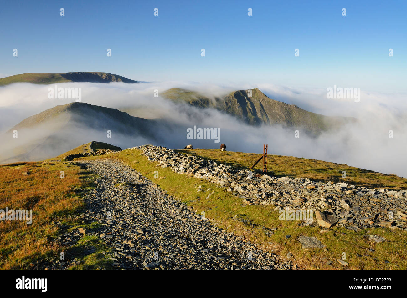 Mountains in the English Lake District above a temperature inversion