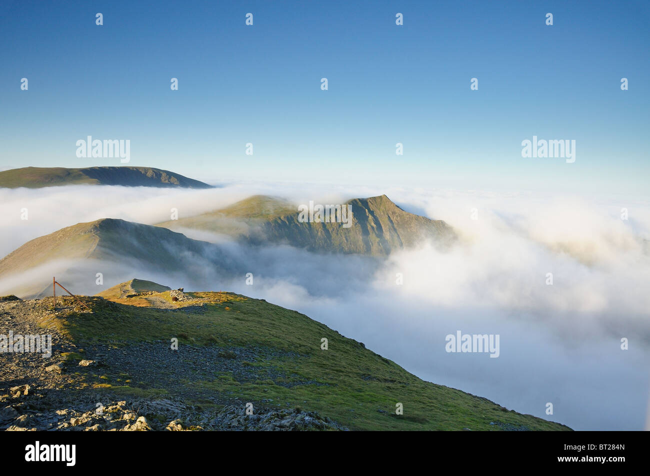 Mountains in the English Lake District above a temperature inversion