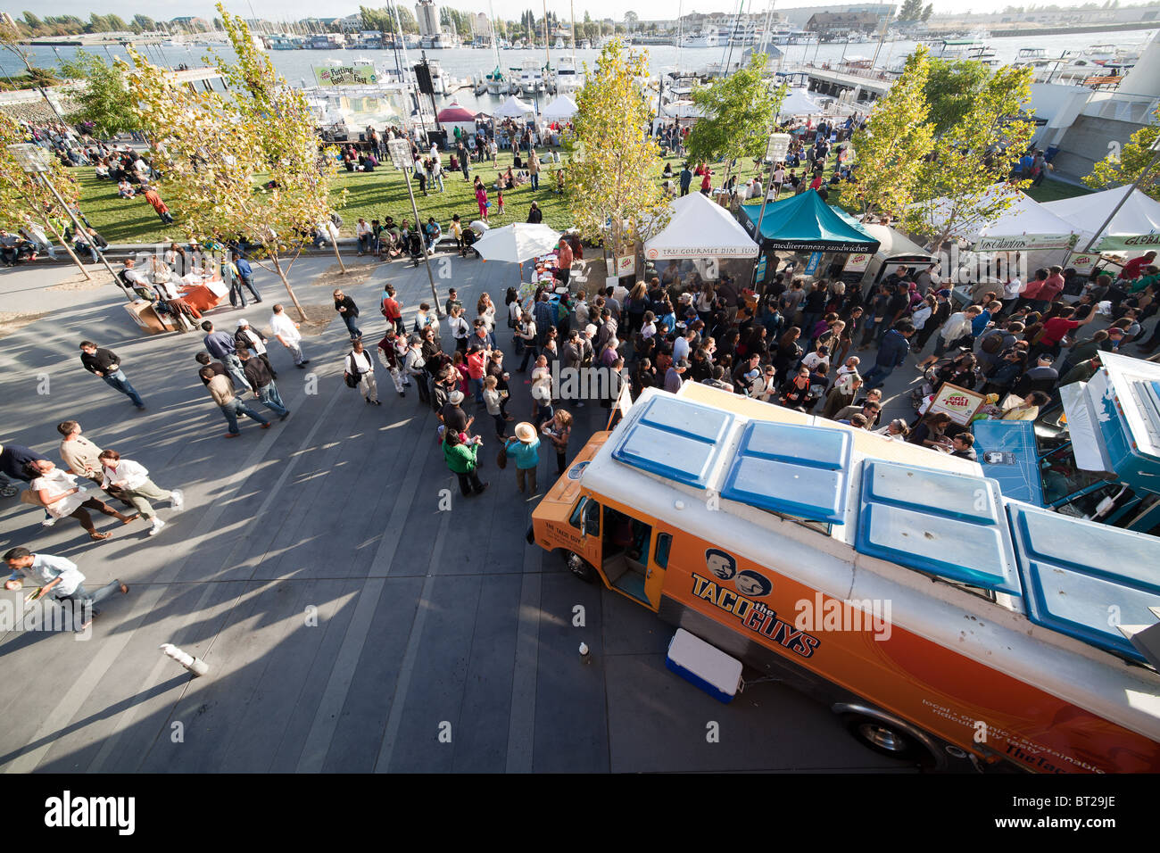 Overhead view of the annual Eat Real Food Festival in Oakland's Jack