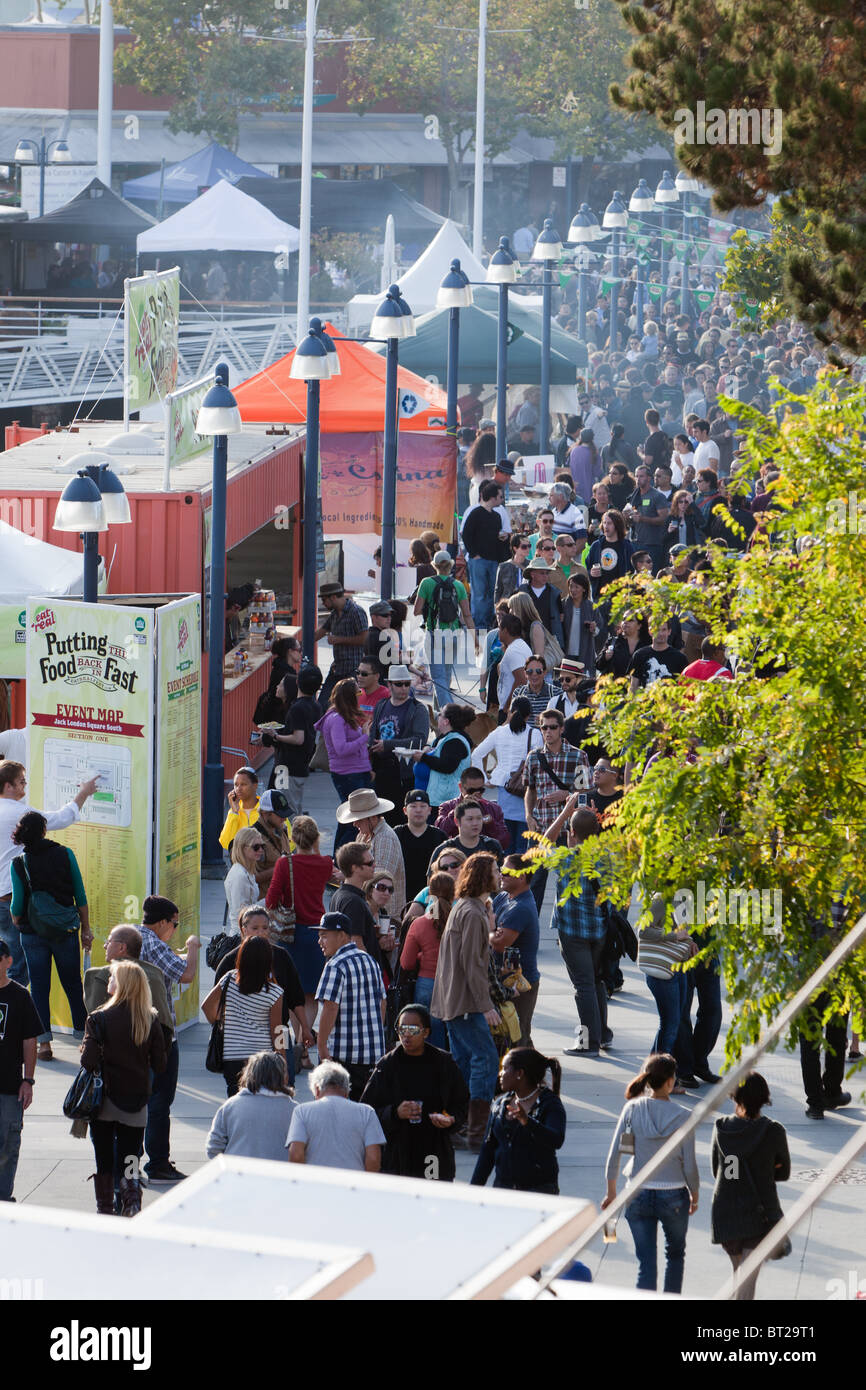 Overhead view of the annual Eat Real Food Festival in Oakland's Jack