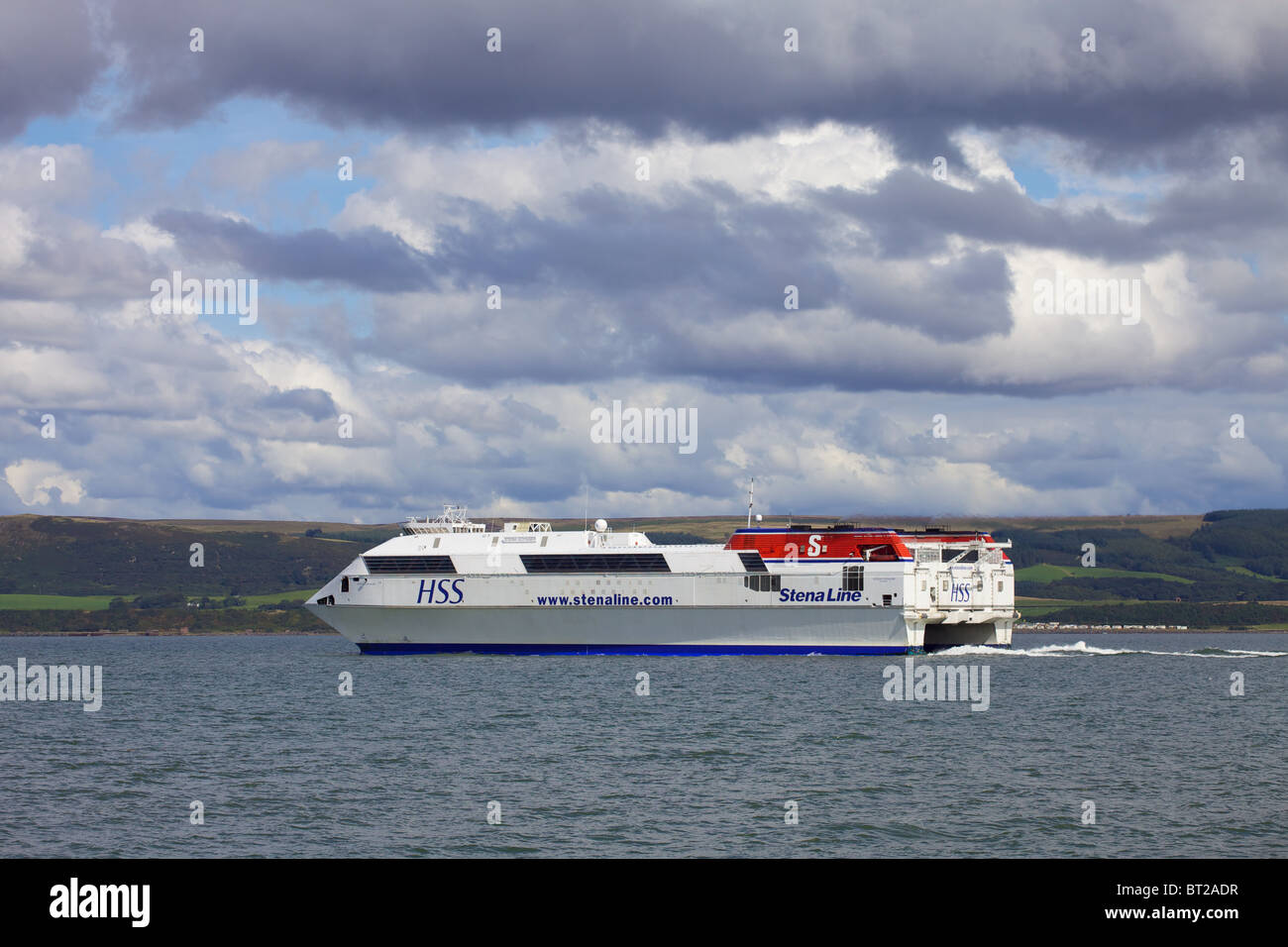 Ferry Stena Voyager leaving Stranraer harbour on the Stranraer to Belfast route. Dumfries & Galloway, Scotland. Stock Photo