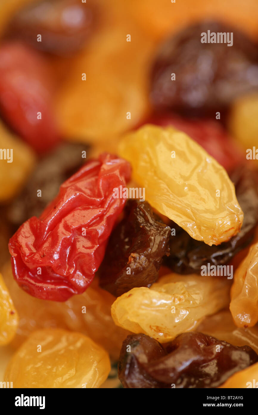 Colourful dried raisins and sultanas Stock Photo