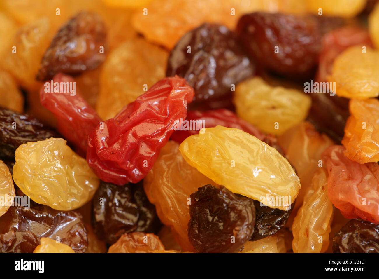 Colourful dried raisins and sultanas Stock Photo