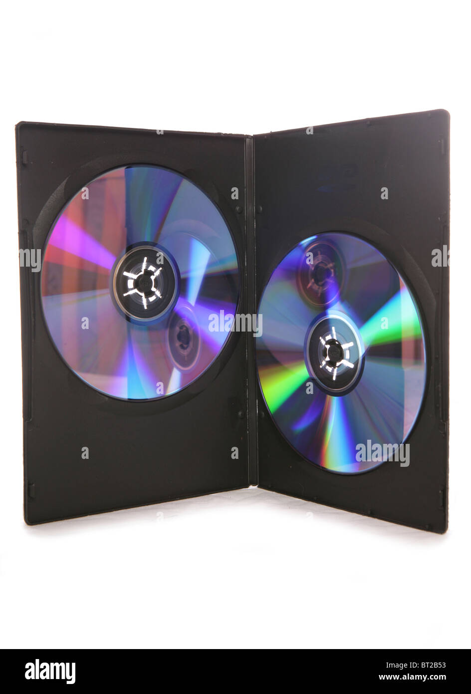 Two blank DVD / Cd in a case studio cutout Stock Photo