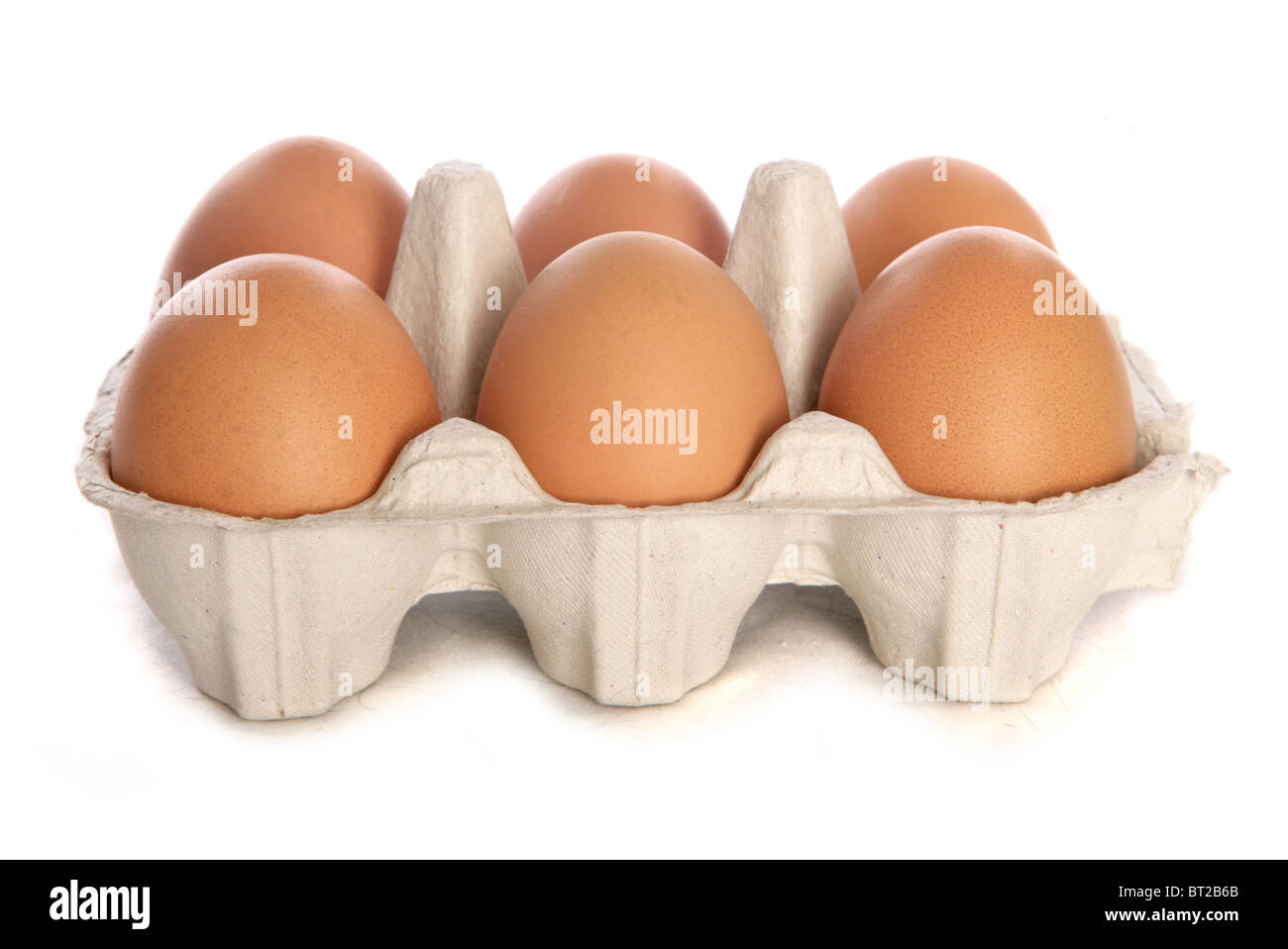 Half dozen fresh eggs studio cutout Stock Photo