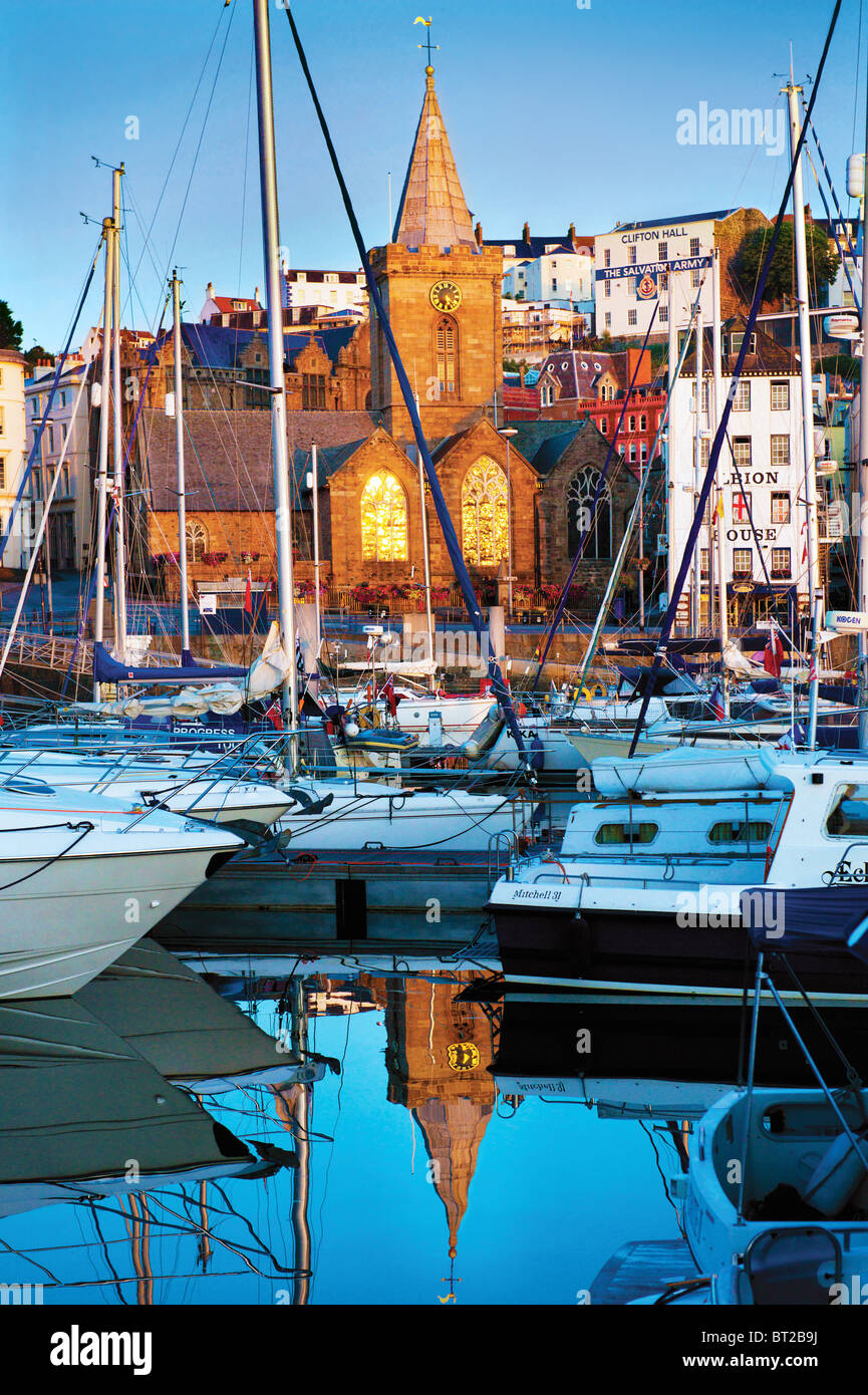 St Peter Port,Guernsey,Channel Islands,harbour,church Stock Photo