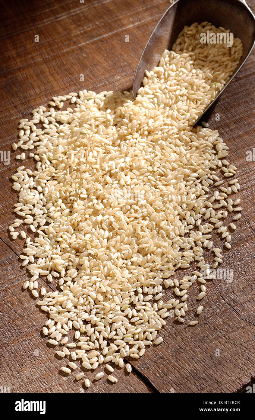 brown rice with a scoop Stock Photo - Alamy
