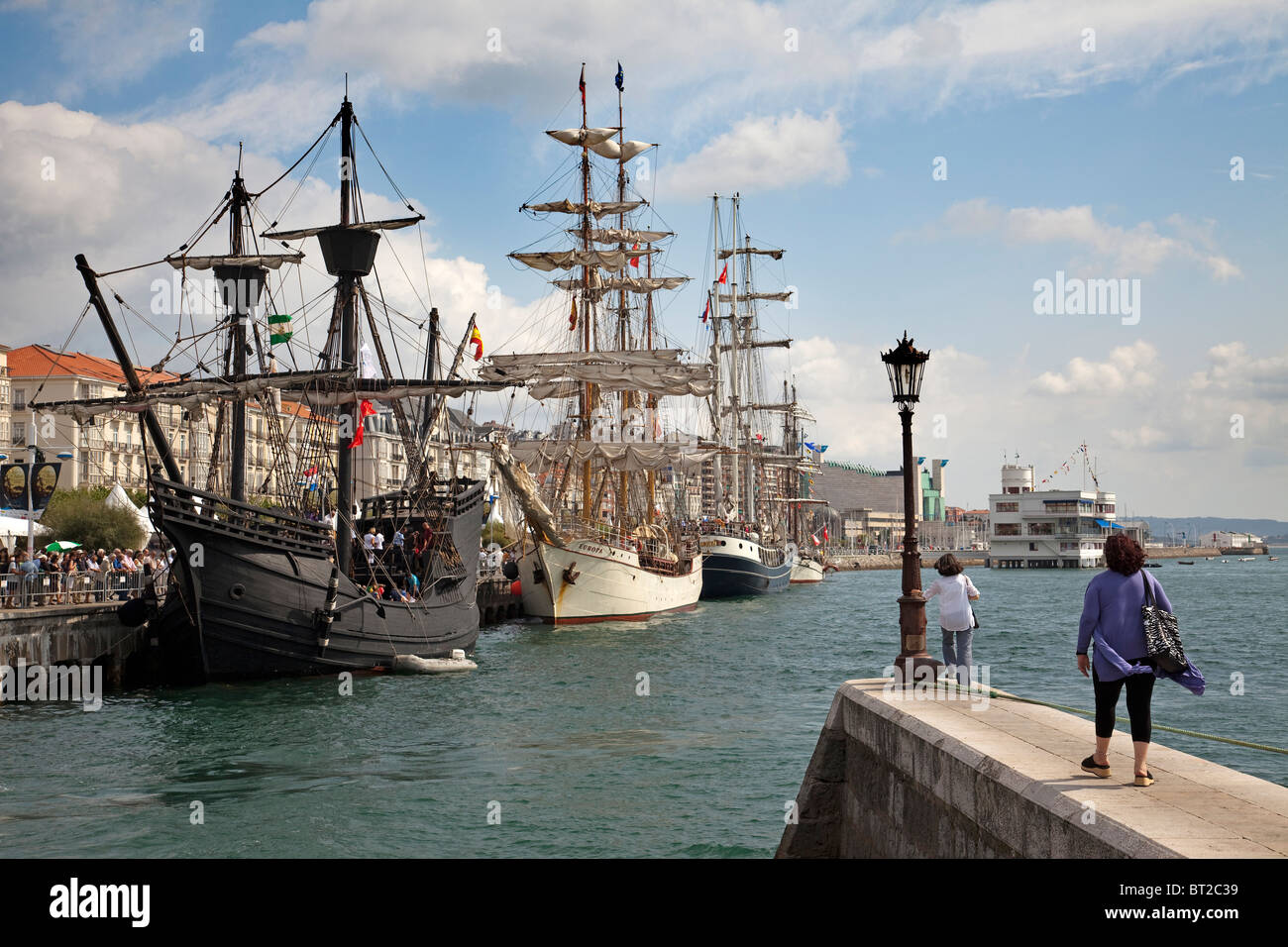 Concentration of sailboats in the Festival del Mar Santander Cantabria Spain Stock Photo